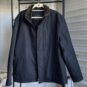 Marc New York Andrew Marc Men’s Black Performance Jacket with Faux Fur Collar